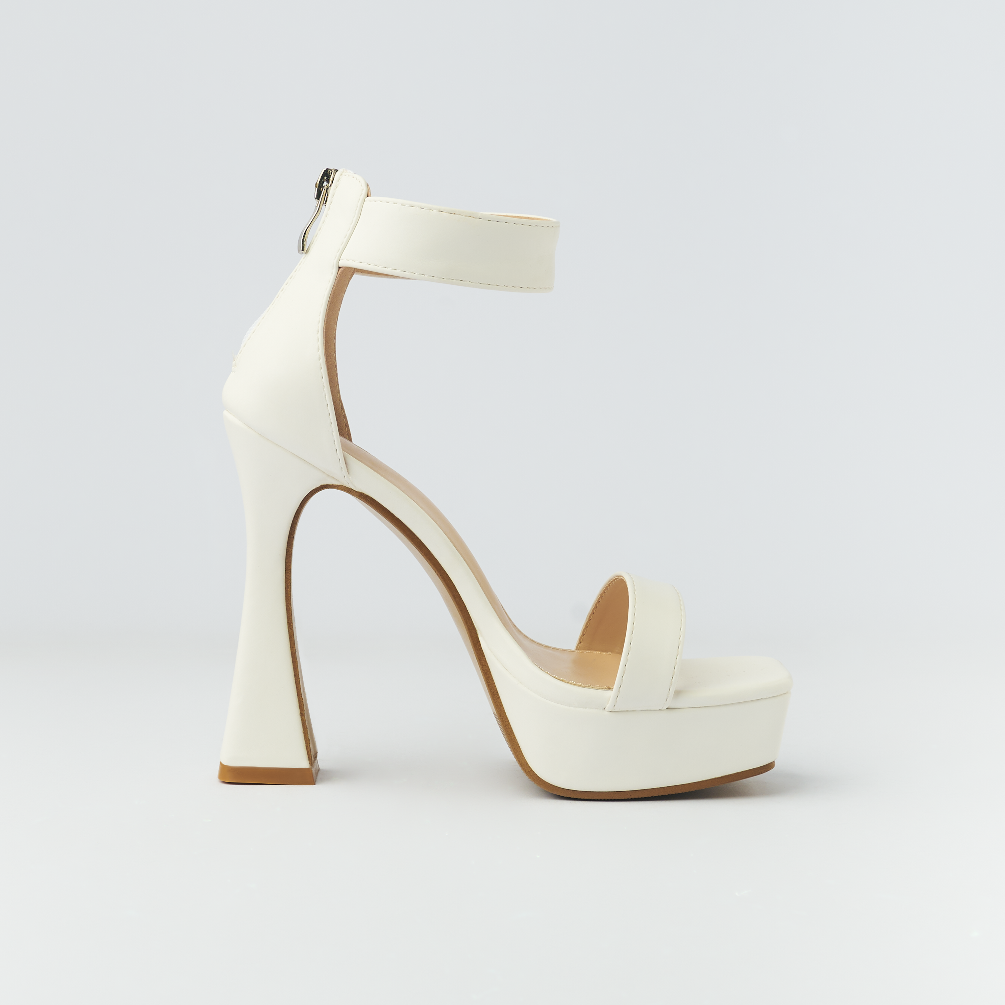 Platform High Heels Ankle Strap White (CH24)