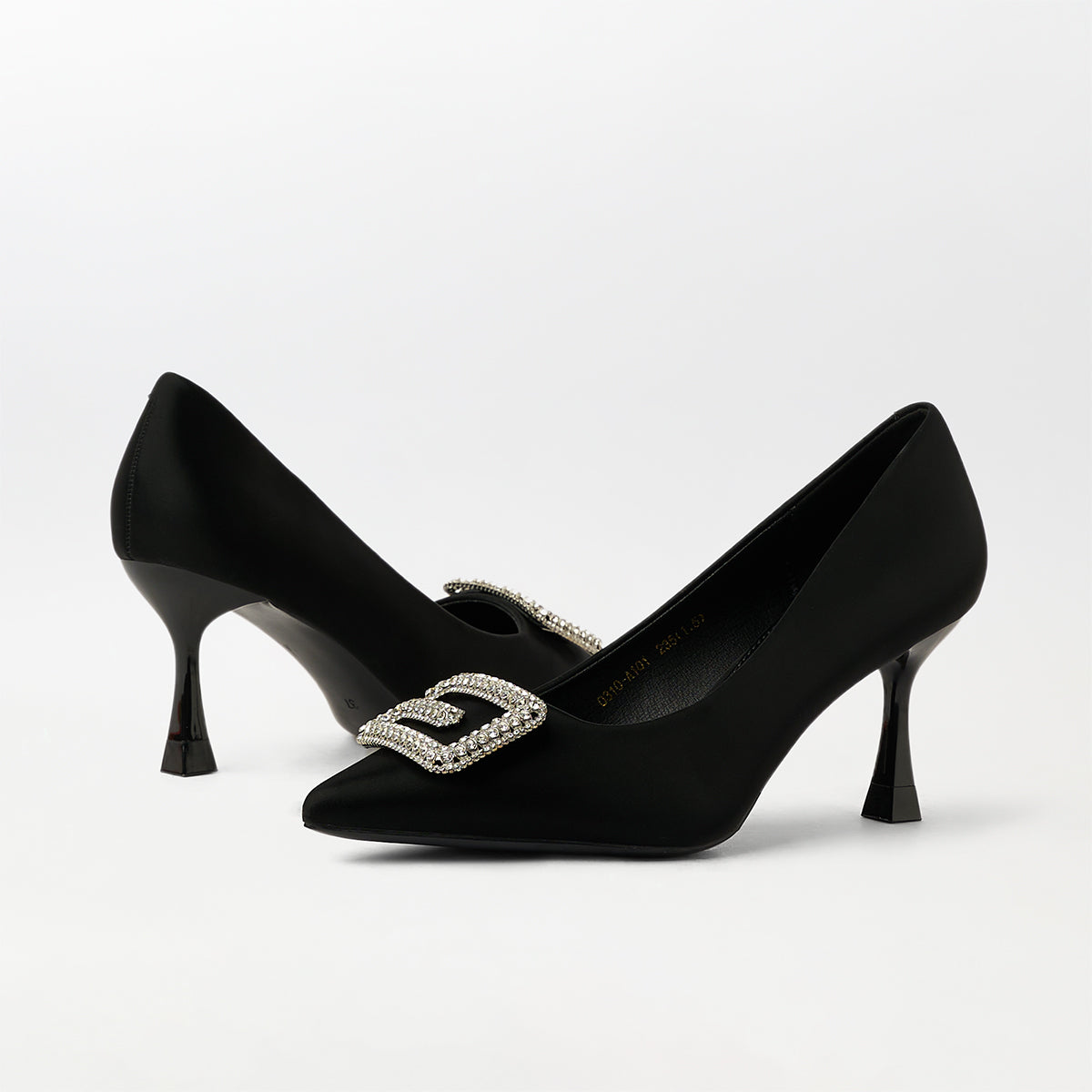 Buckle Embellished Court Shoes Black - (CH238)