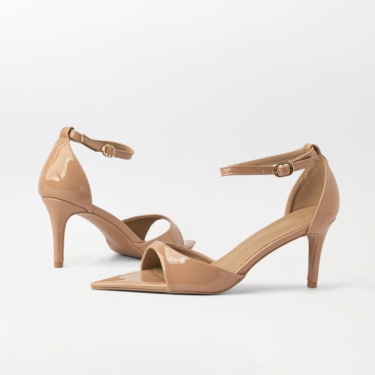 Glossy Slingback High Heels Beige - (CH260)