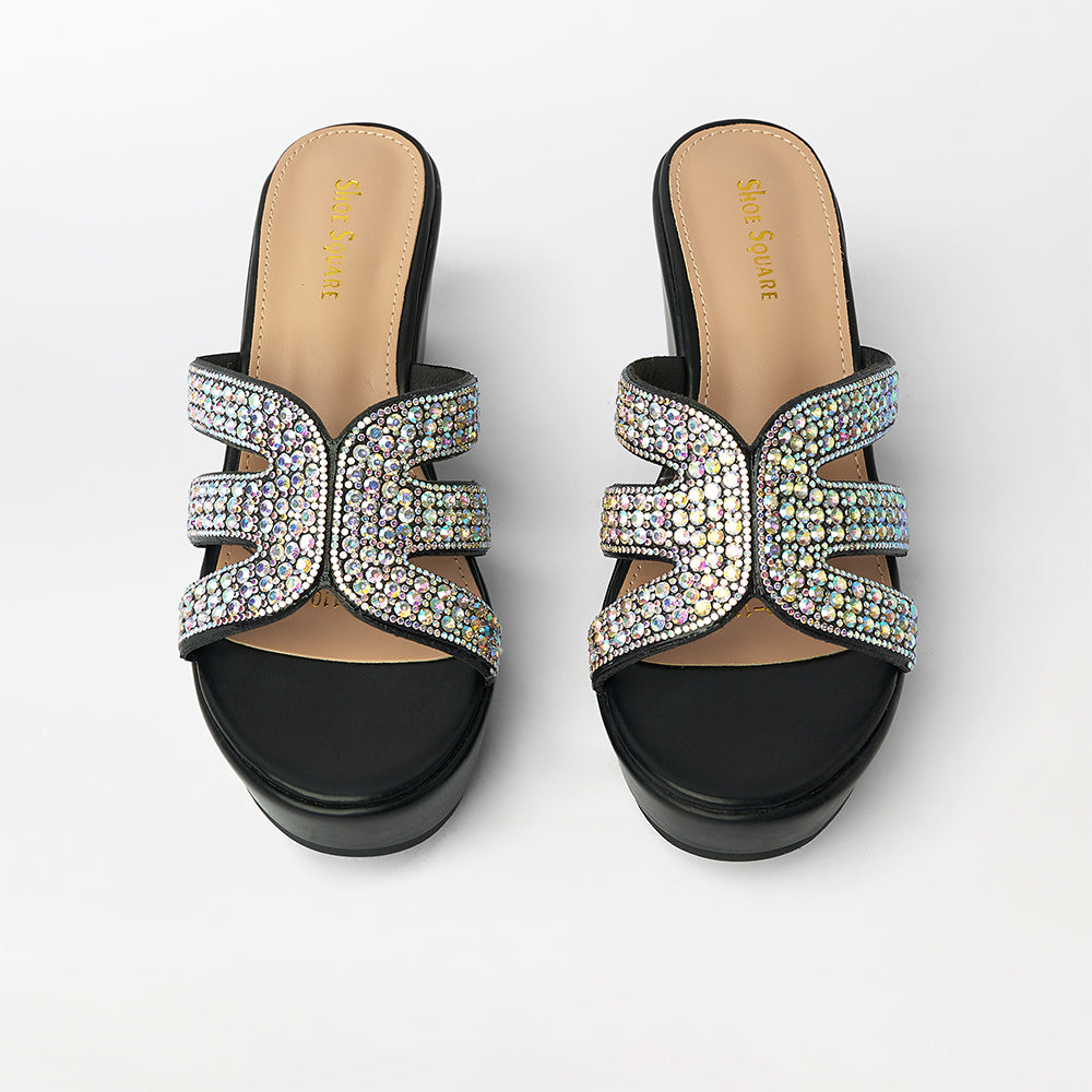 Stone Embellished Wedge Heels - (FS23)