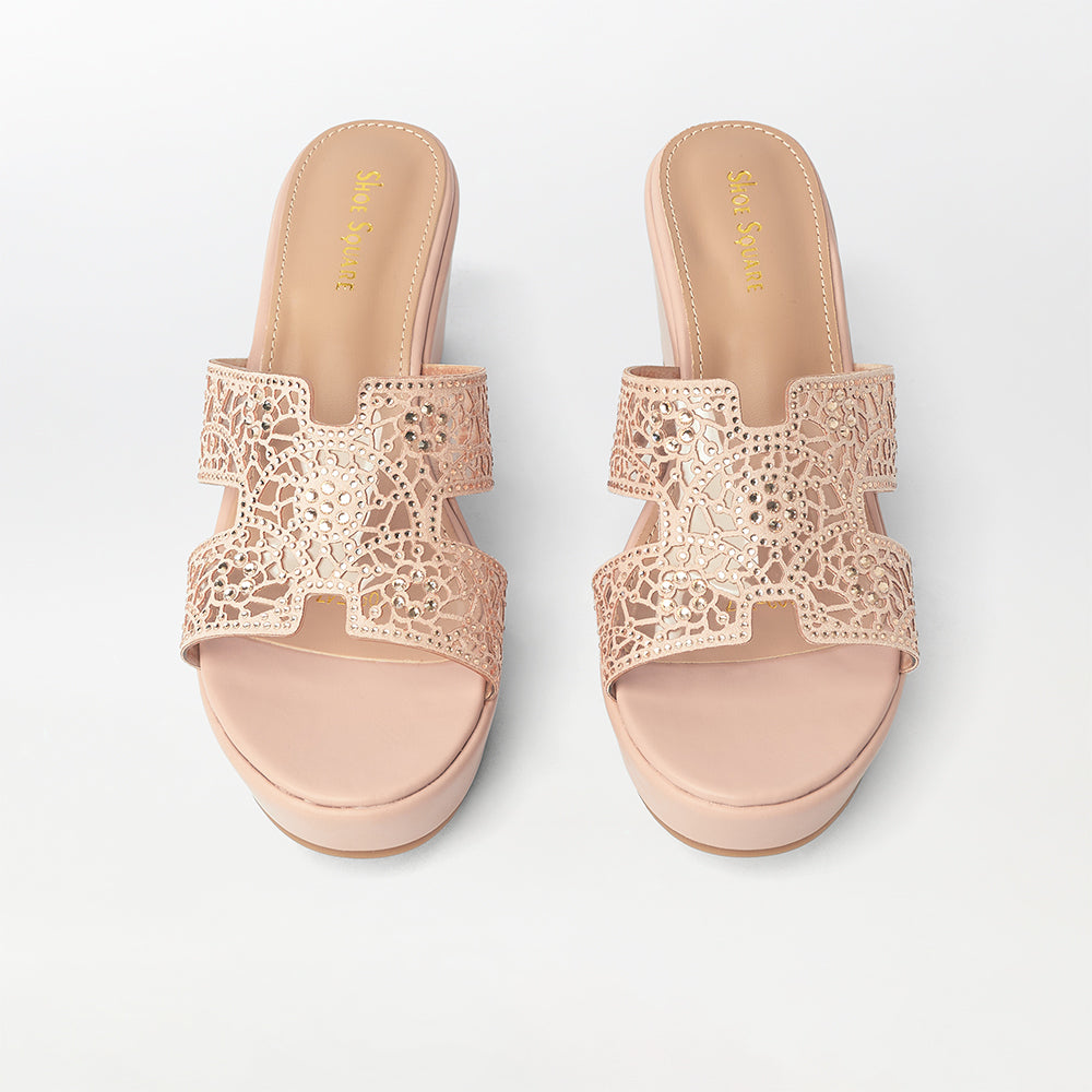 Stone Embellished Wedge Heels - (FS26)