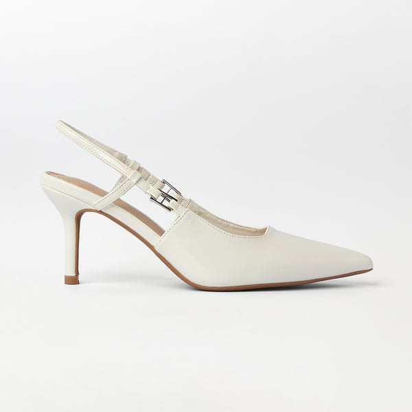 Slingback Kitten Heels White - (CH270)