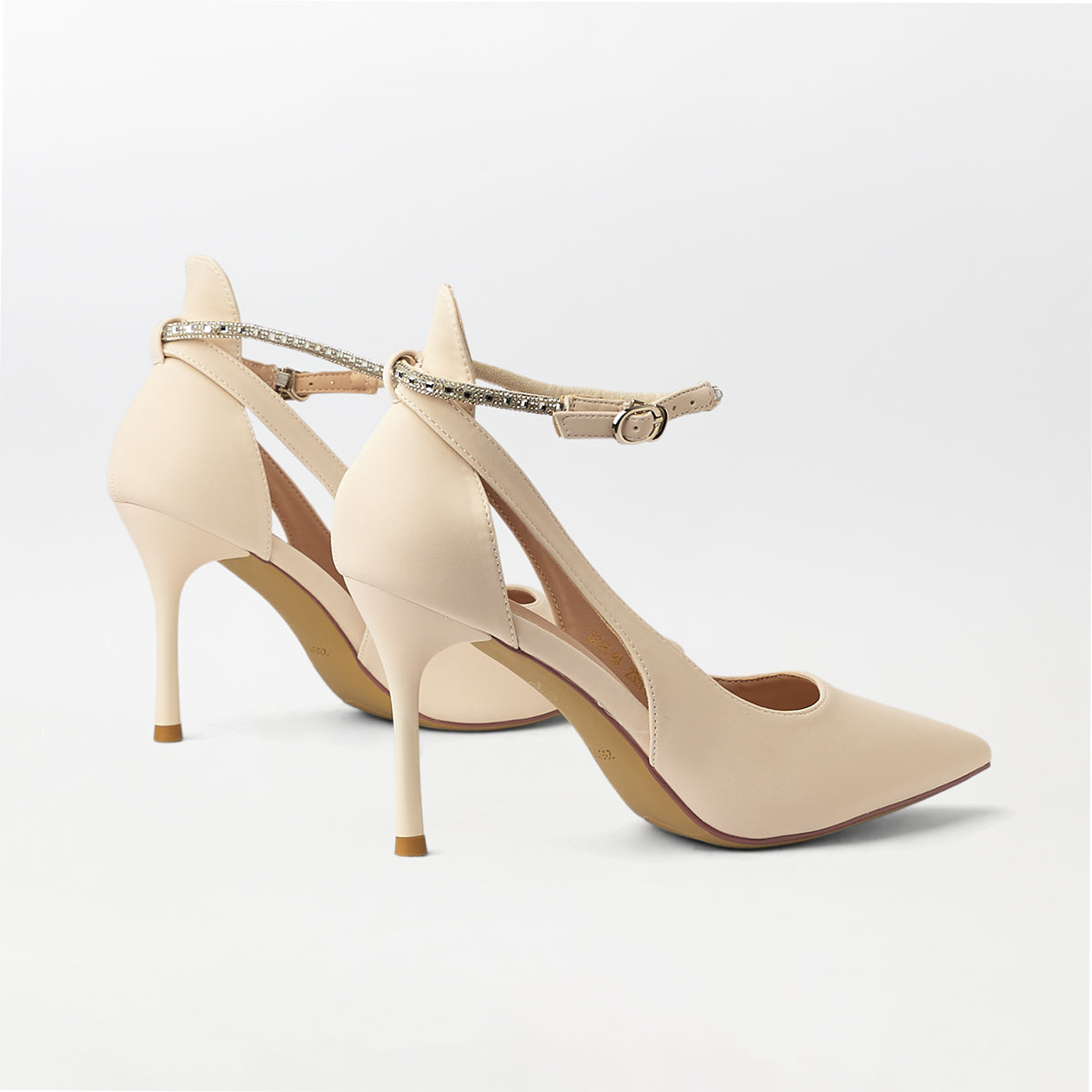 Matt Finished Slingback High Heels Beige - (CH234)