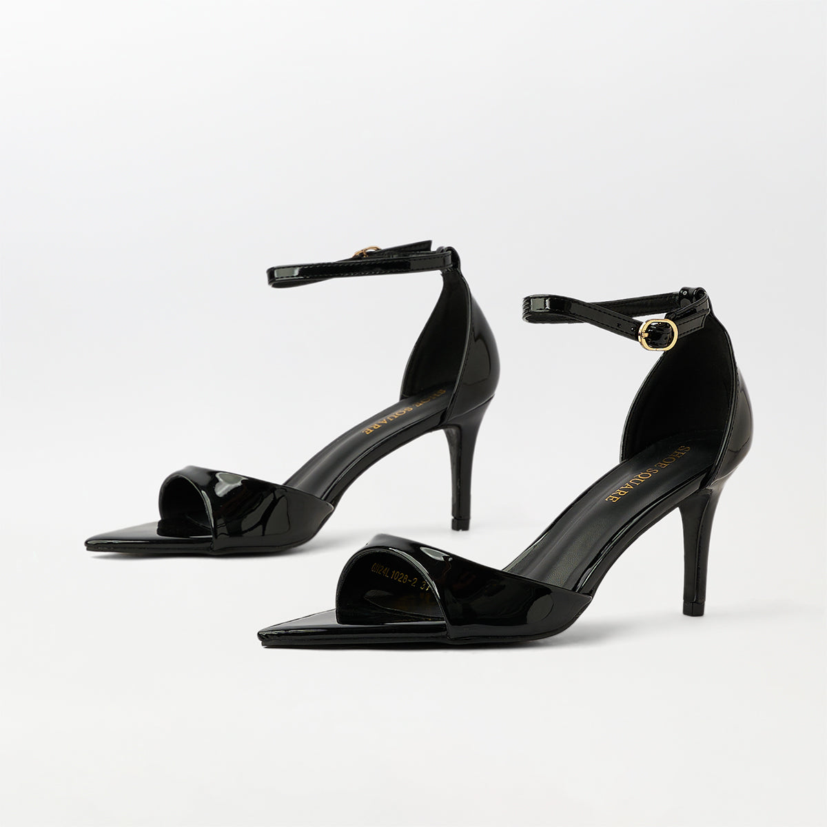 Glossy Slingback High Heels Black - (CH258)