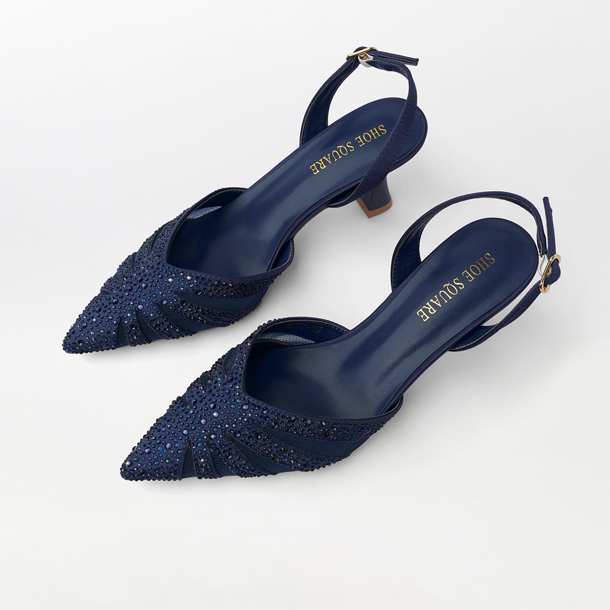 Embellished Stripe Slingback Sandal Heels - CH299
