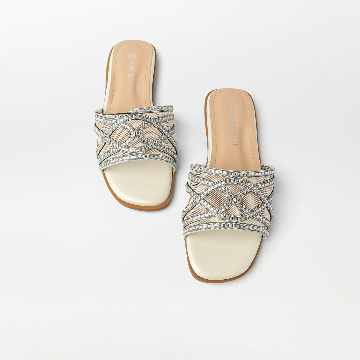 Embellished Cut Work Flat Slippers - (FS84)