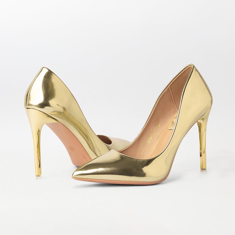 Shop Pointed Toe Metallic High Heels Court Shoes (CH222)