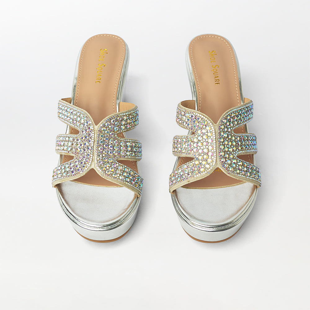 Stone Embellished Wedge Heels - (FS25)