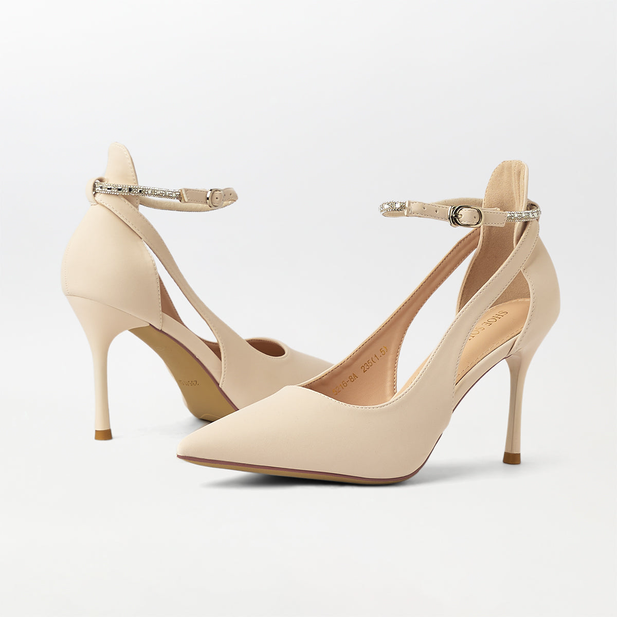 Matt Finished Slingback High Heels Beige - (CH234)
