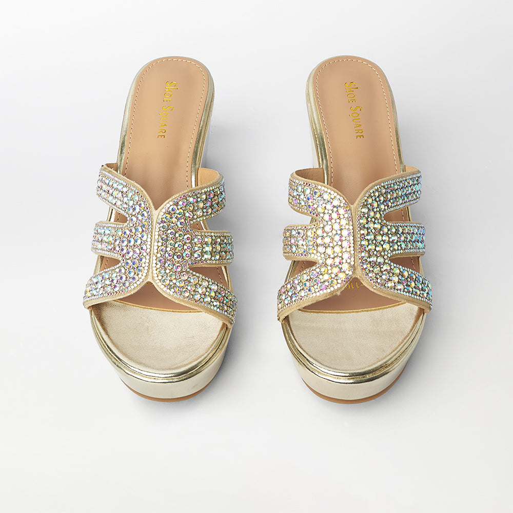 Stone Embellished Wedge Heels - (FS24)