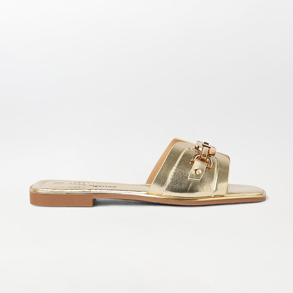 Buckle Embellished Soft Flats / Slippers - (FS69)