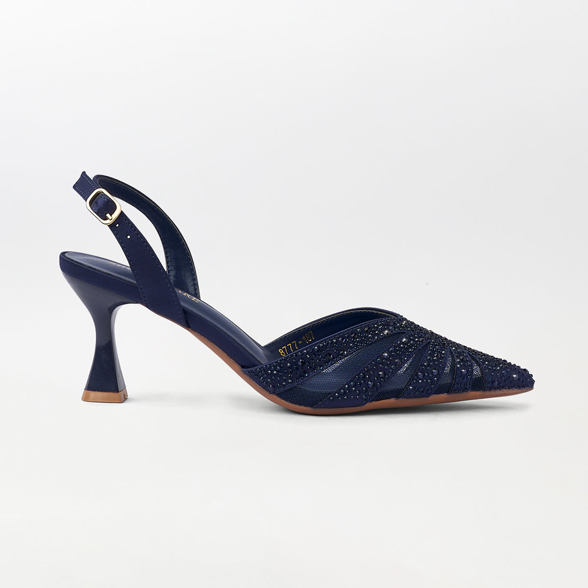 Embellished Stripe Slingback Sandal Heels - CH299