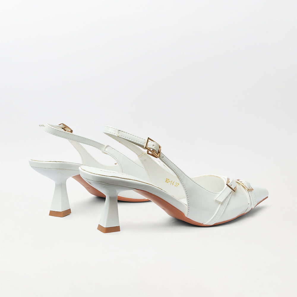 Cross strap buckle sandals - kitten heel(CH118)