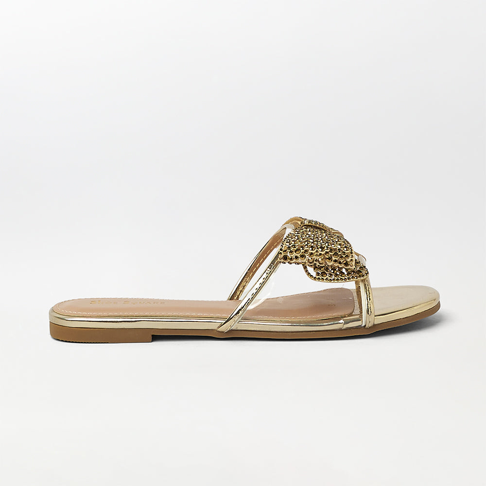 Bow Embellished Flat Slippers - (FS15)