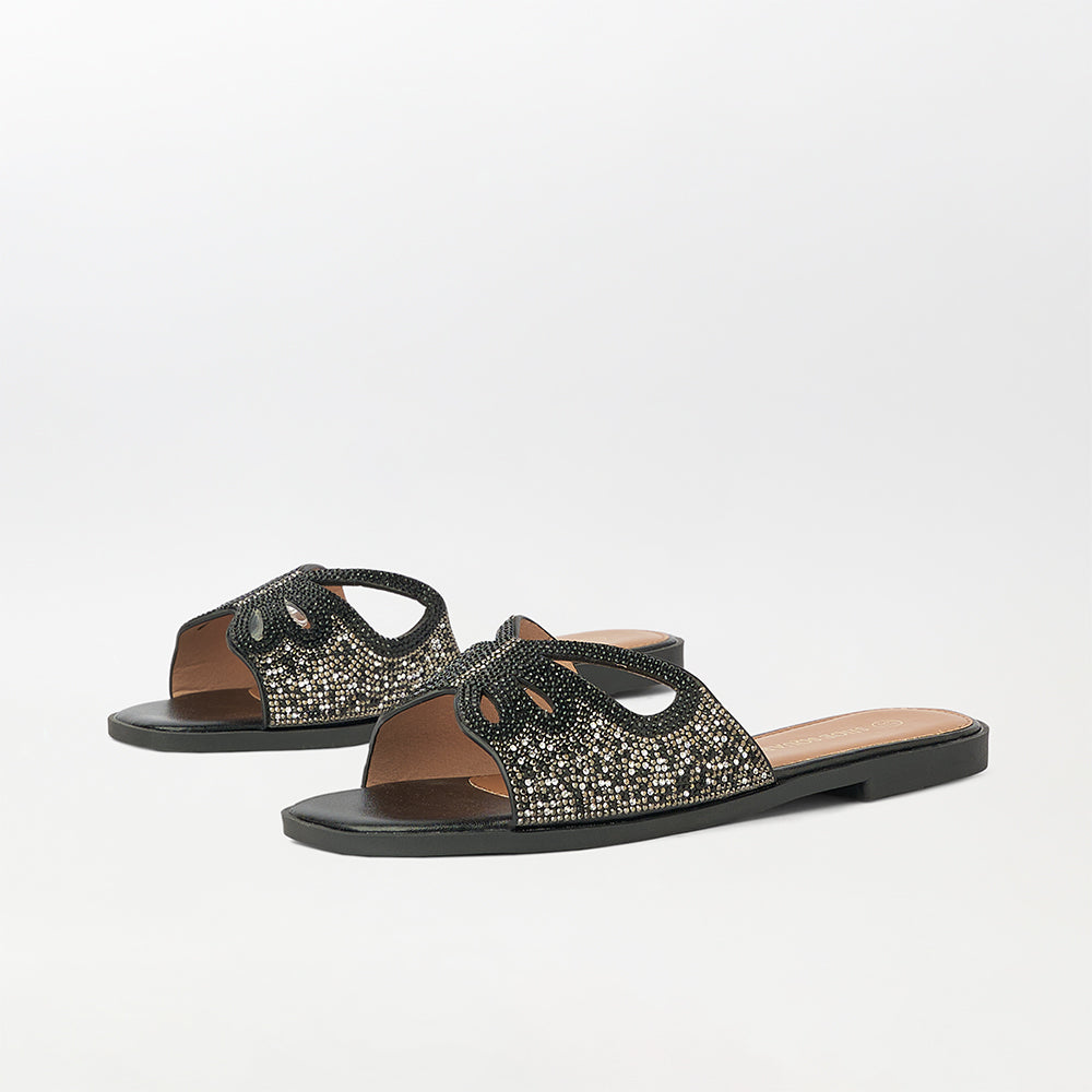 Rhinestone Embellished Butterfly Flat Slippers - (FS67)