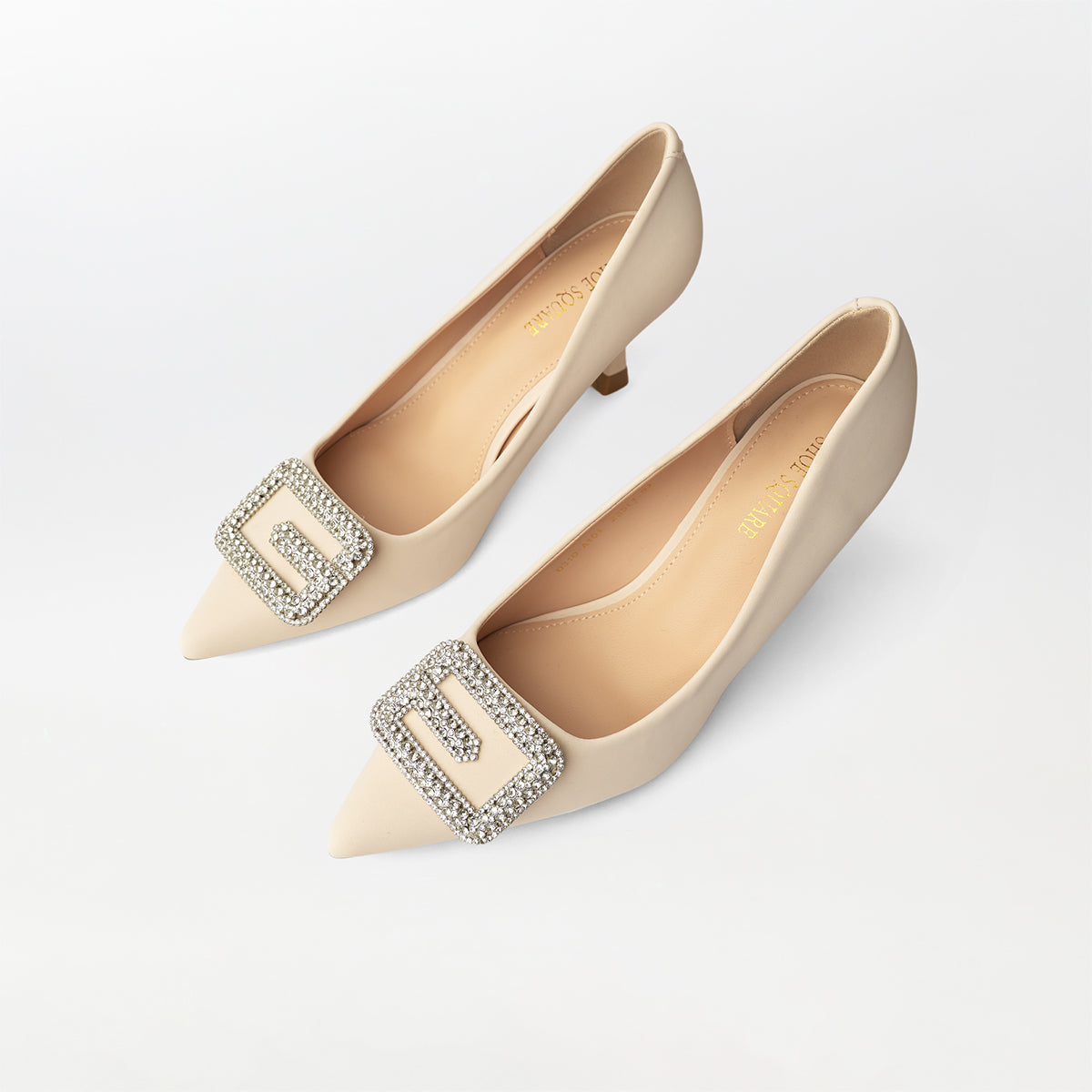 Buckle Embellished Court Shoes Beige - (CH240)