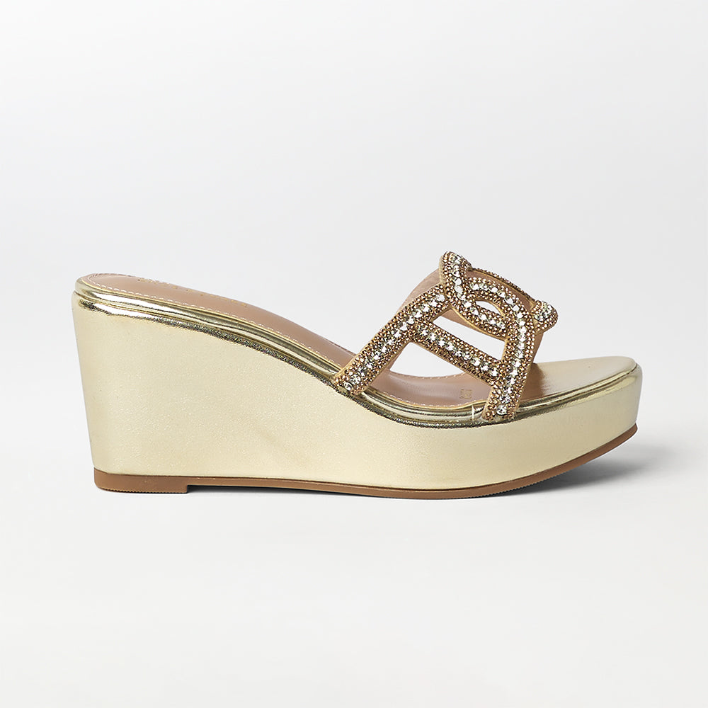 Embellished Cut Work Wedge Heels - (FS35)