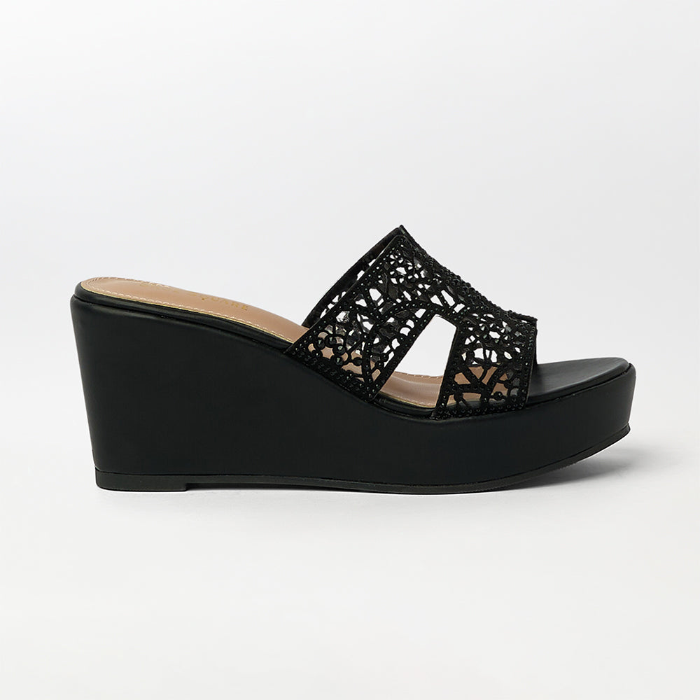 Stone Embellished Wedge Heels - (FS28)