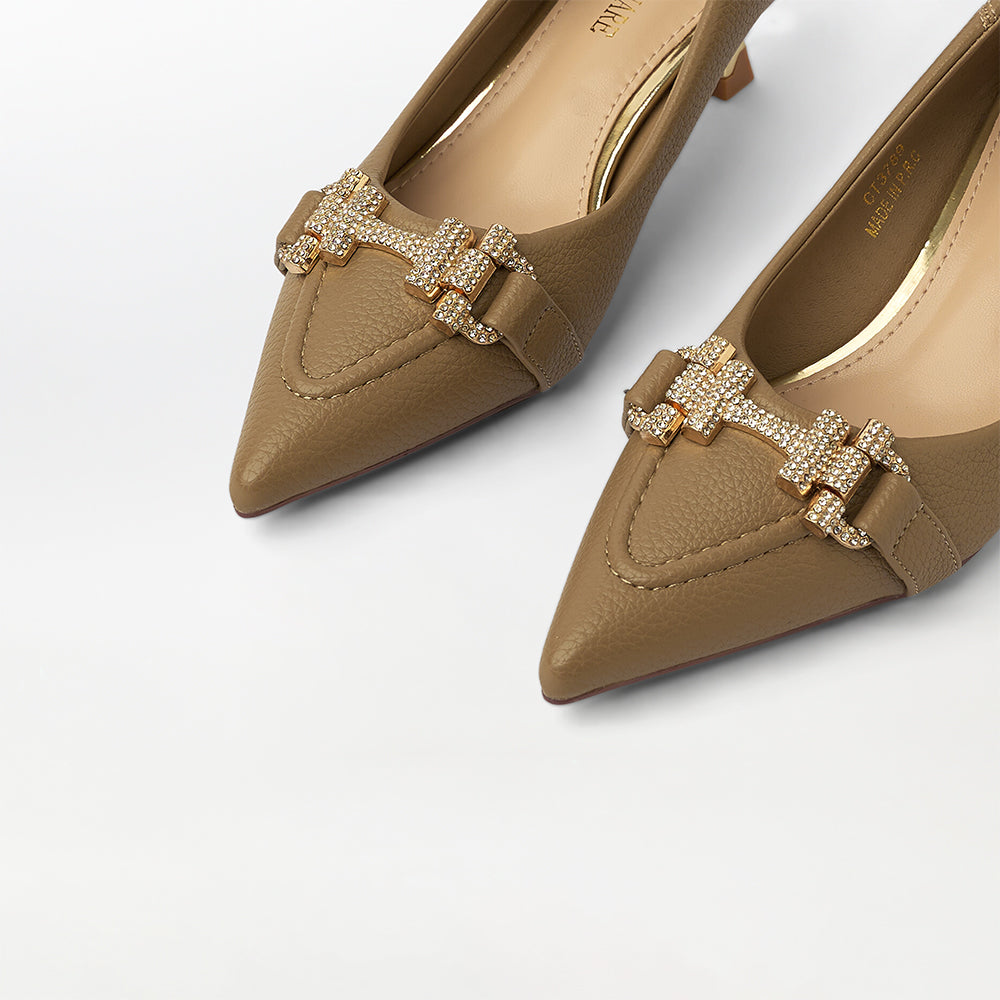 Embellished Soft Leather Court Shoes (CH170)