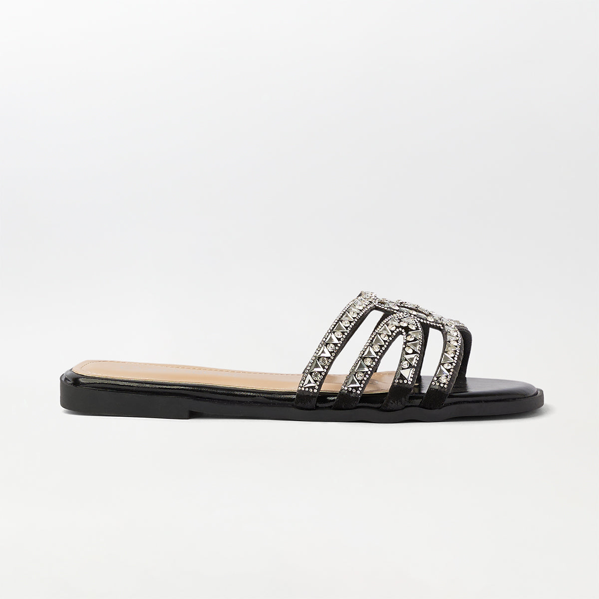 Stone Embellished Flat Slippers - (FS81)