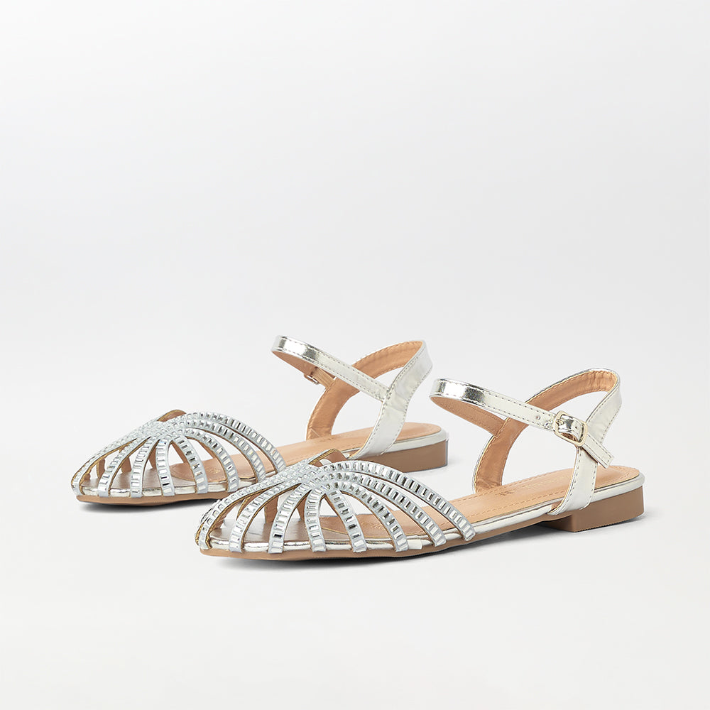 Rhinestone Embellished Cage Sandals - (FS71)