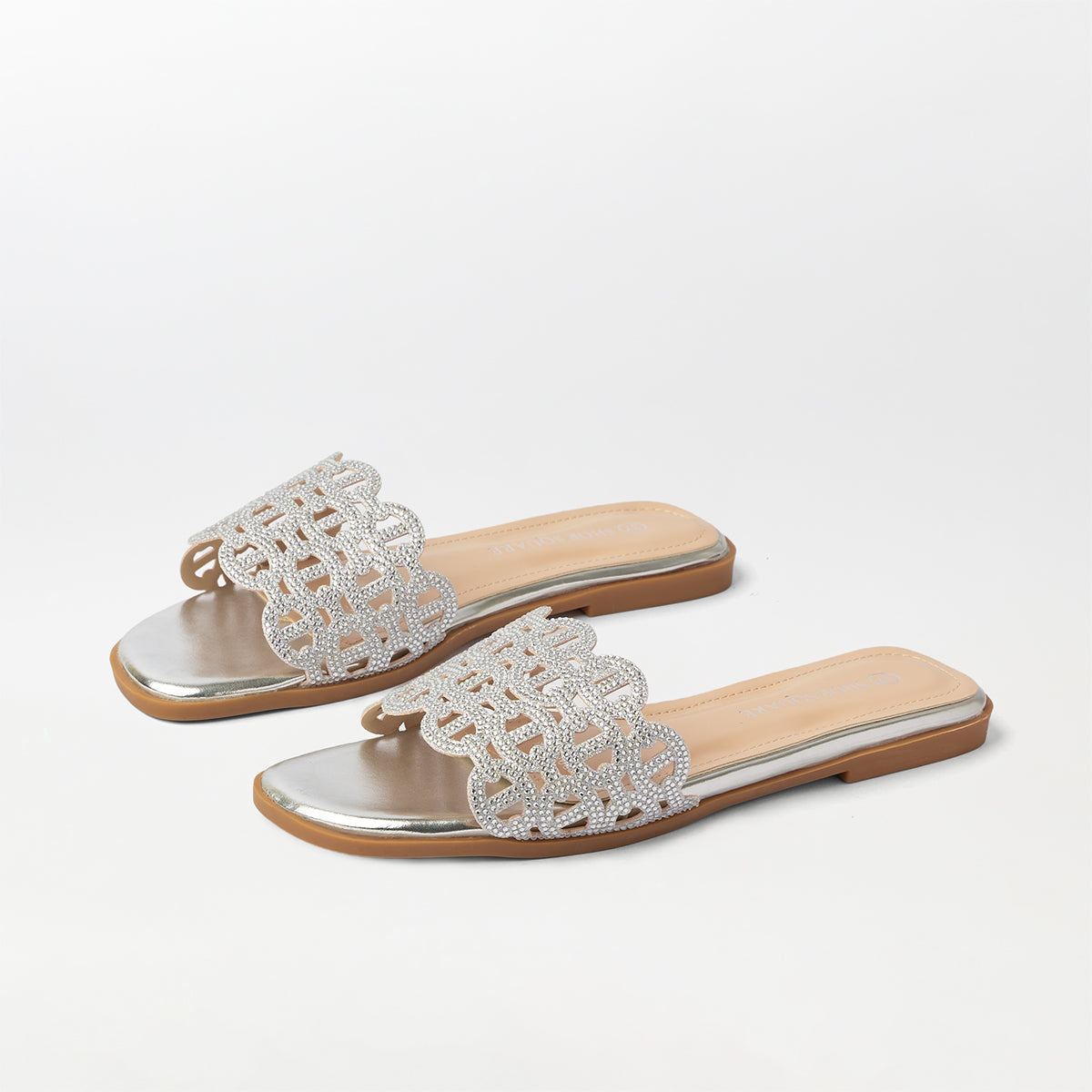 Embellished Cut Work Flat Slippers - (FS88)