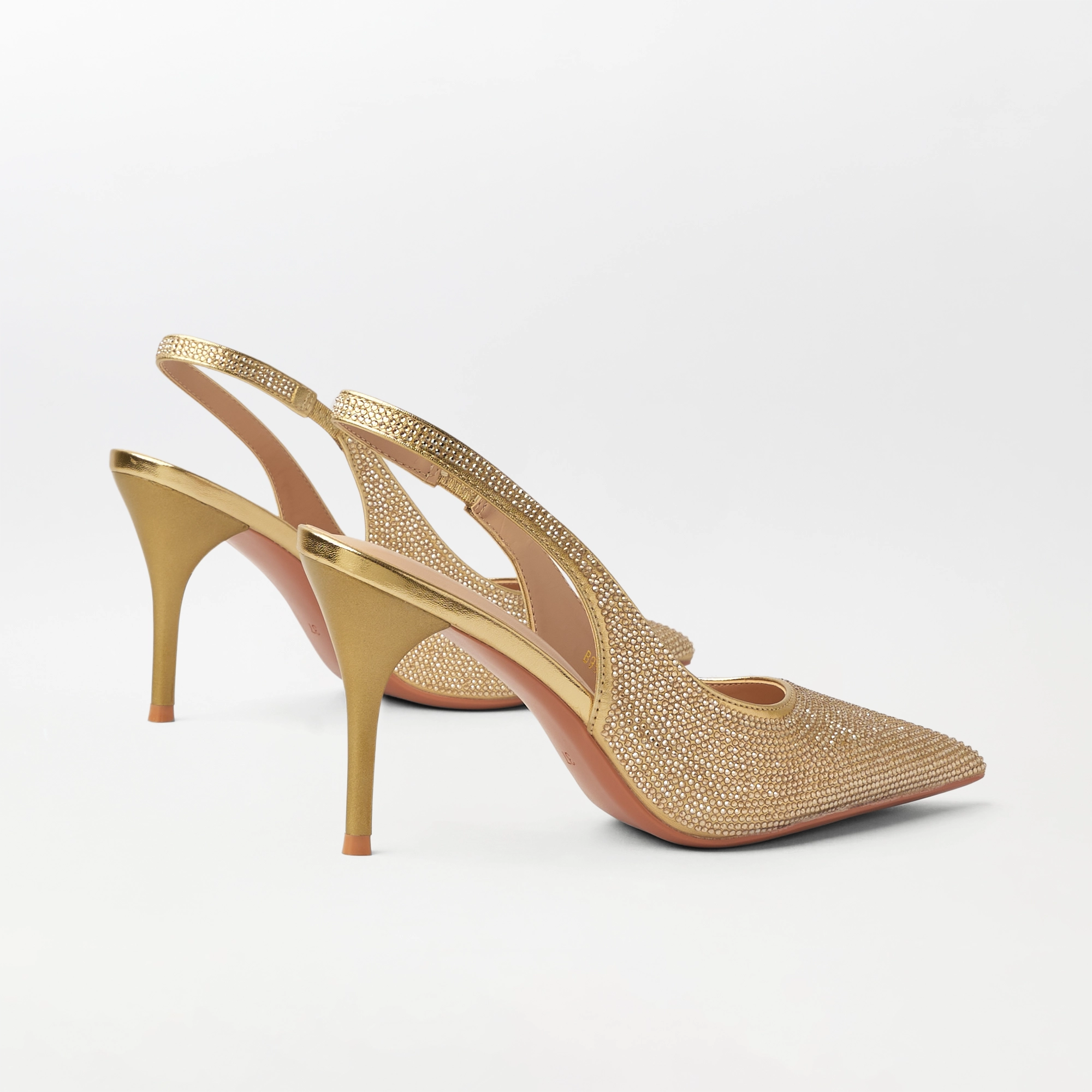 Embellished Slingback Kitten Heel Gold - (CH334)