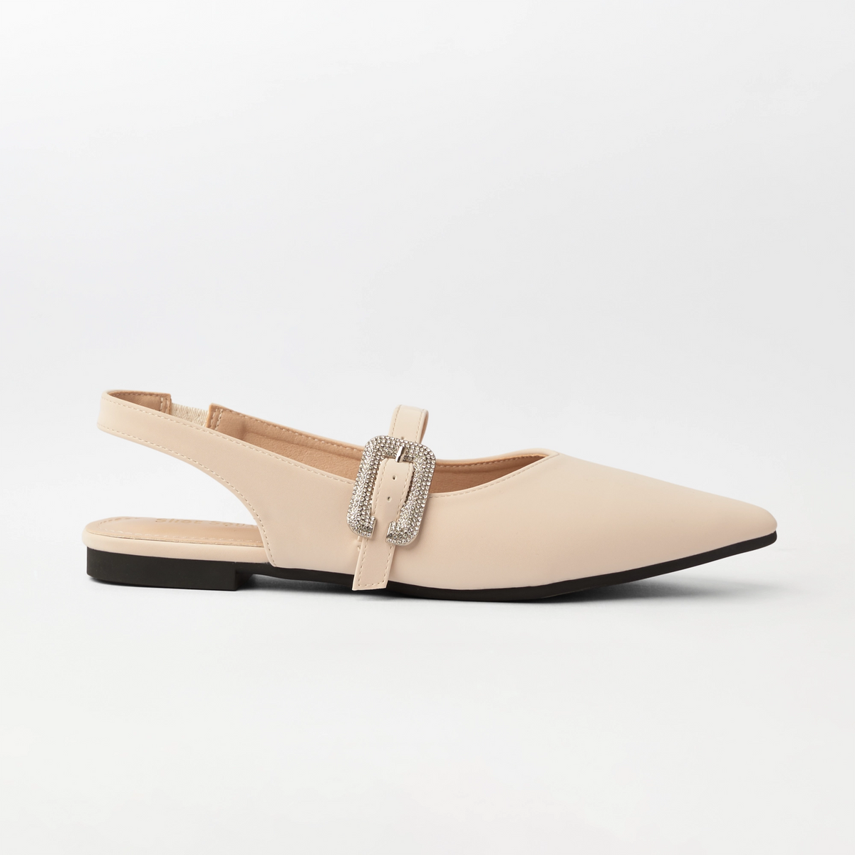 Pointed Toe Slingback Kitten Heel Beige - (FS103)