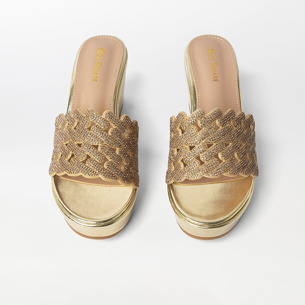 Embellished Cut Work Wedge Heels - (FS32)