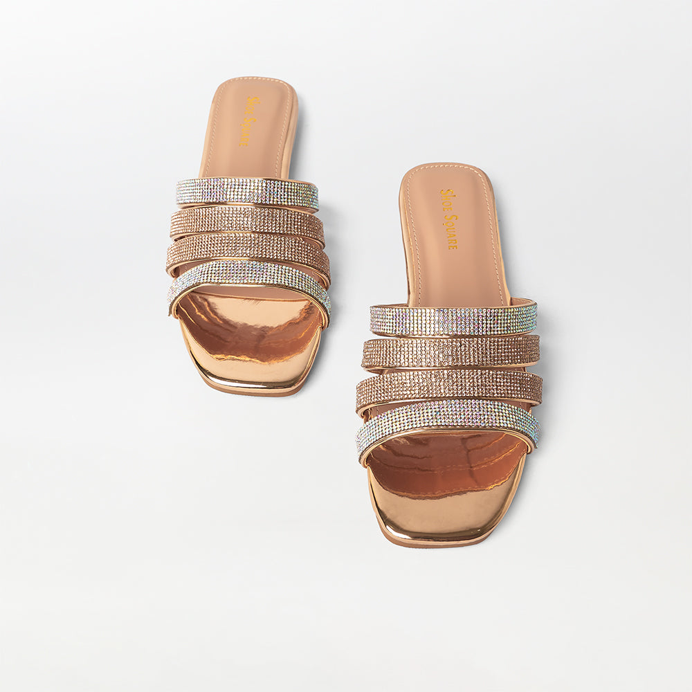 Stones Embellished Flat Slippers - (FS39)