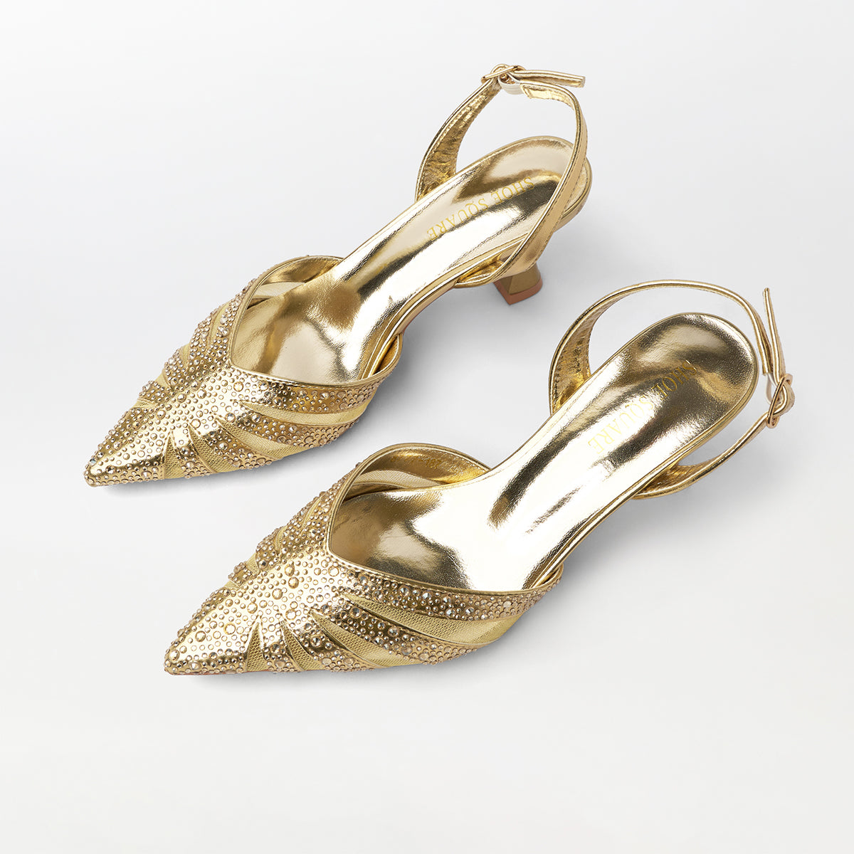 Embellished Stripe Slingback Sandal Heels - CH298