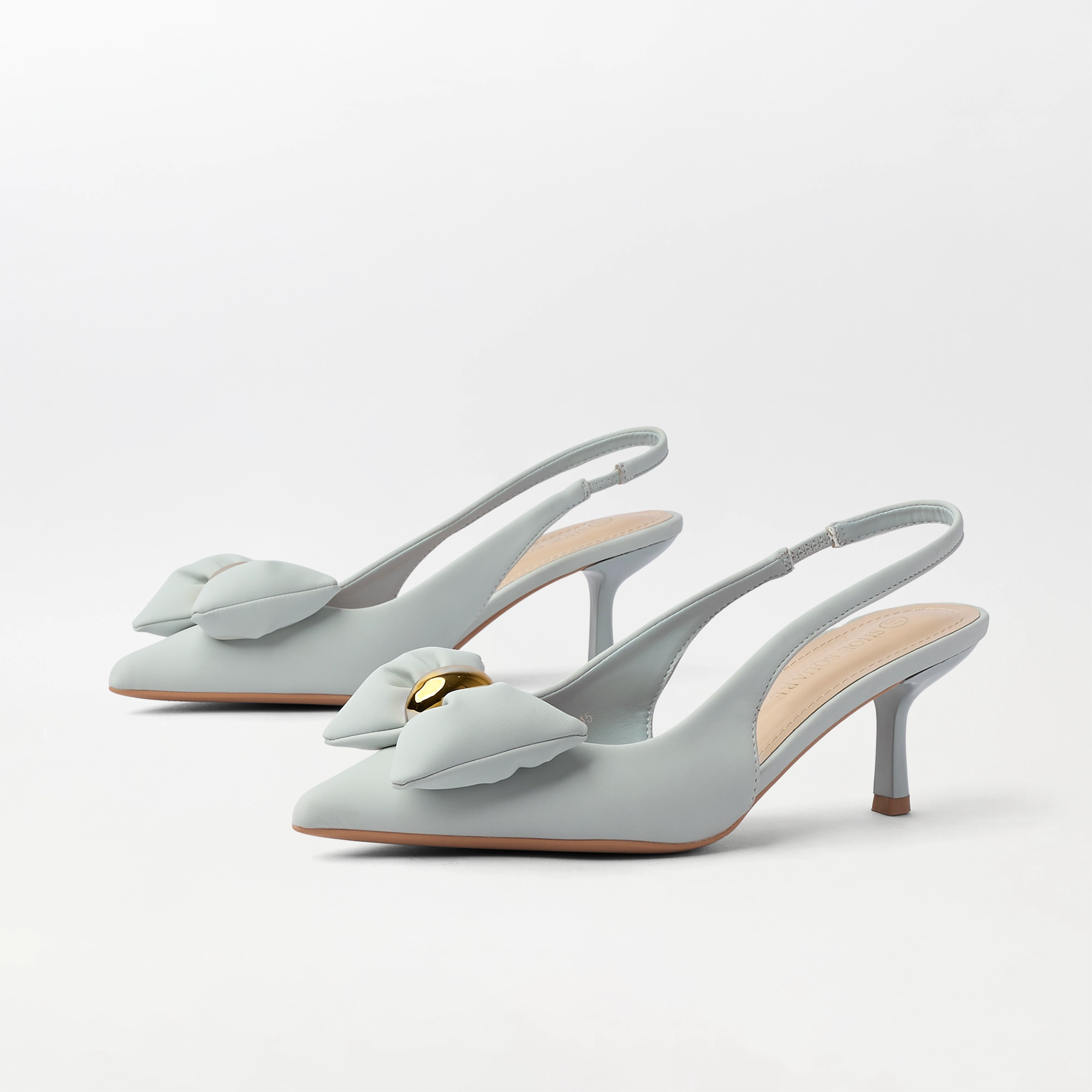 Kitten Heel Bowtie Slingback Sky - (CH343)