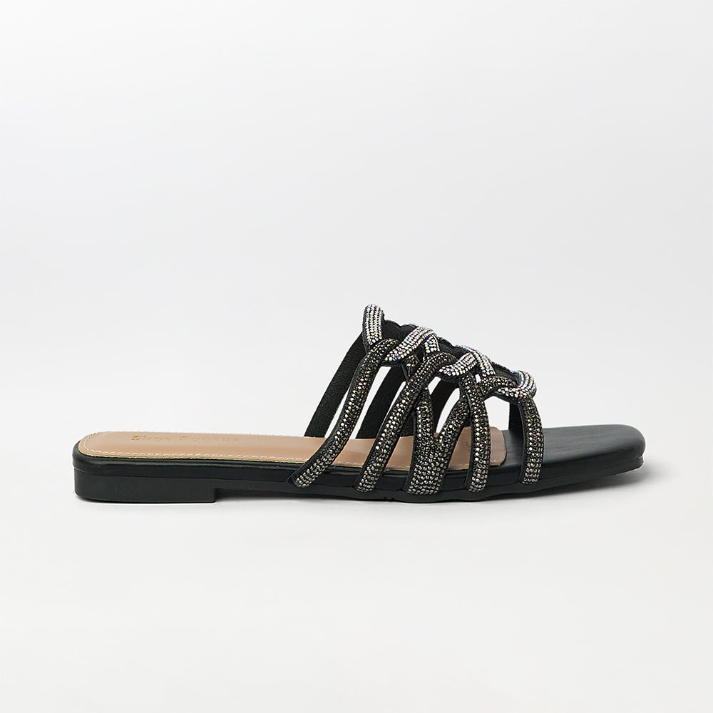 Stones Embellished Flat Slippers - (FS21)