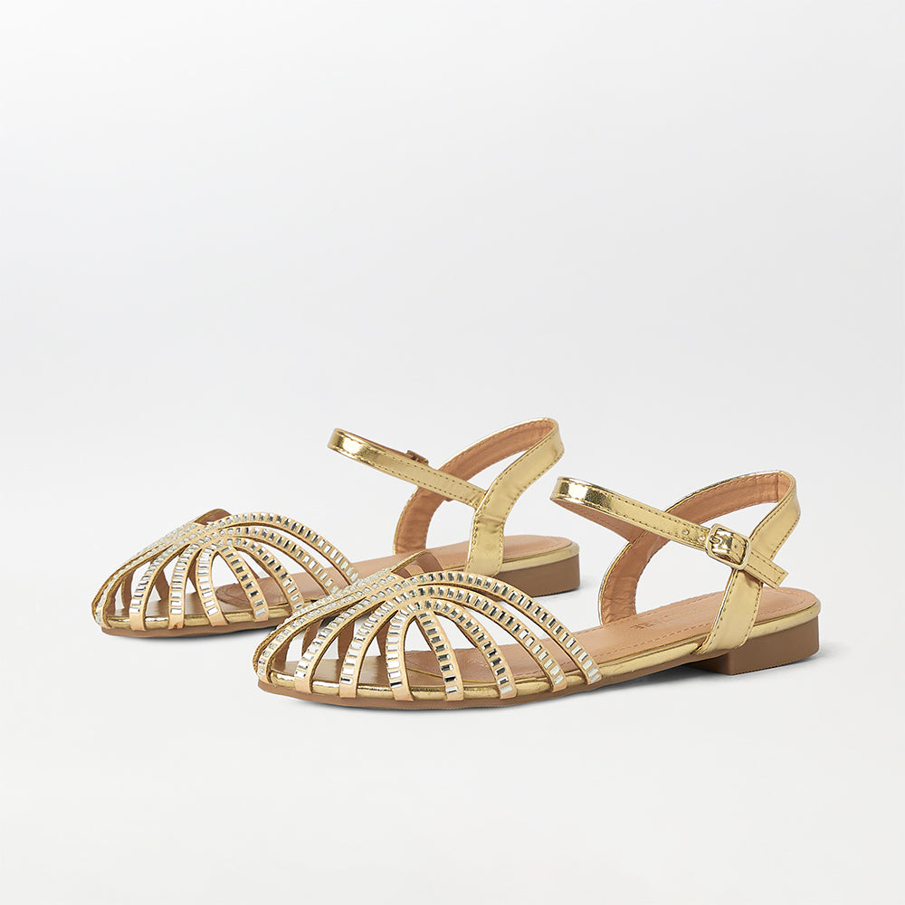 Rhinestone Embellished Cage Sandals - (FS72)