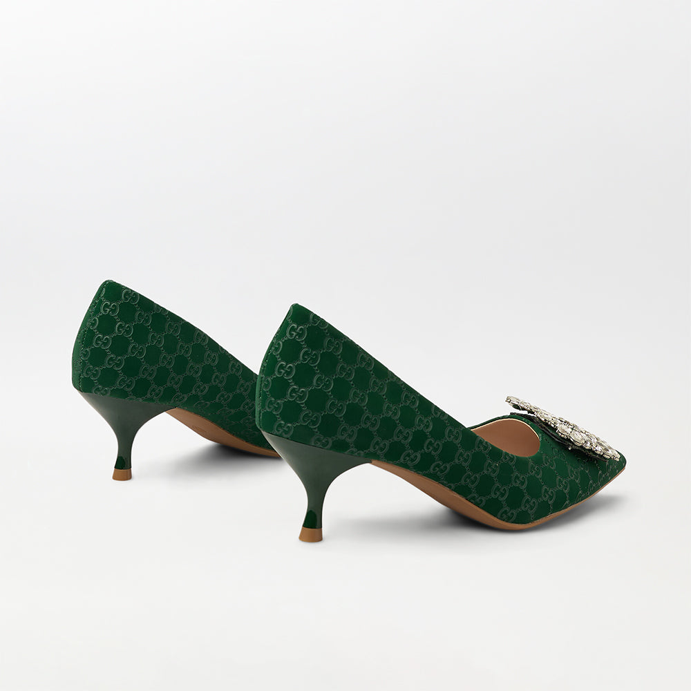 Stone Embellished Broach Court Shoes (CH167)