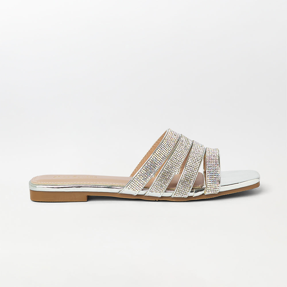 Stones Embellished Flat Slippers - (FS38)