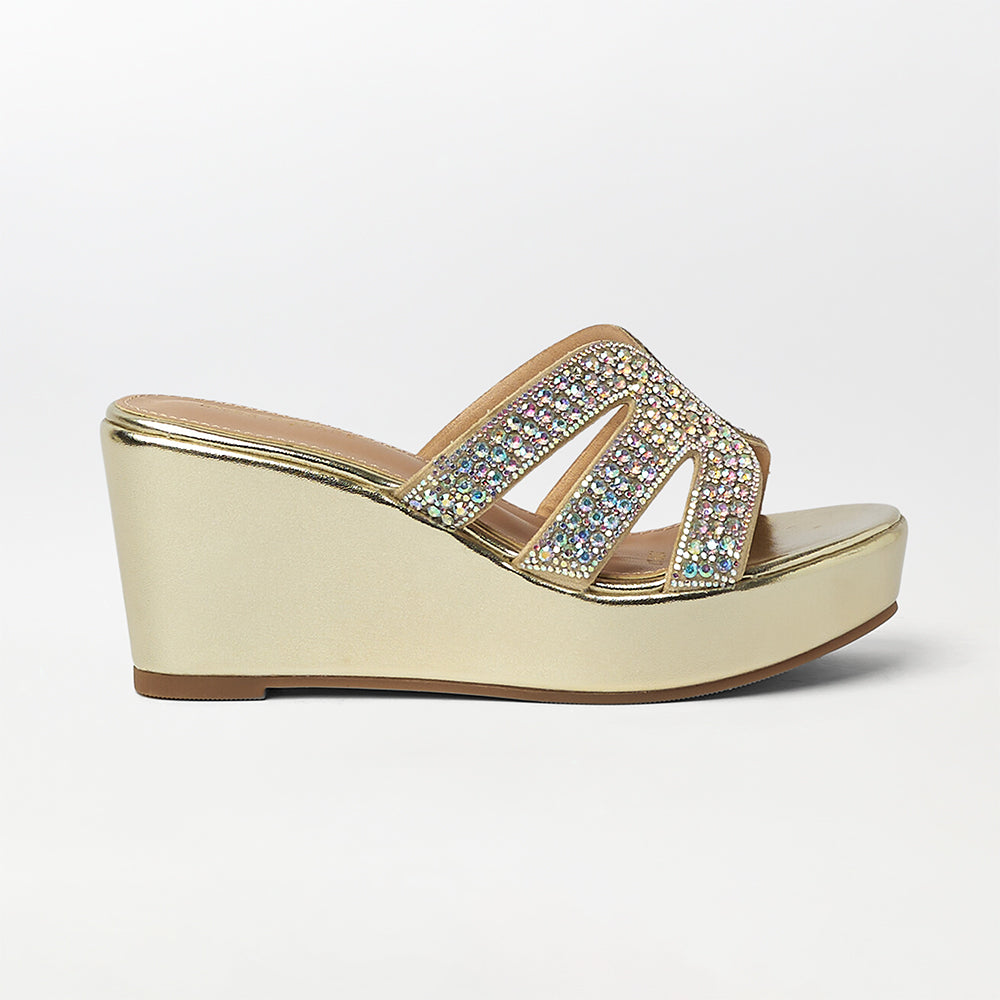 Stone Embellished Wedge Heels - (FS24)