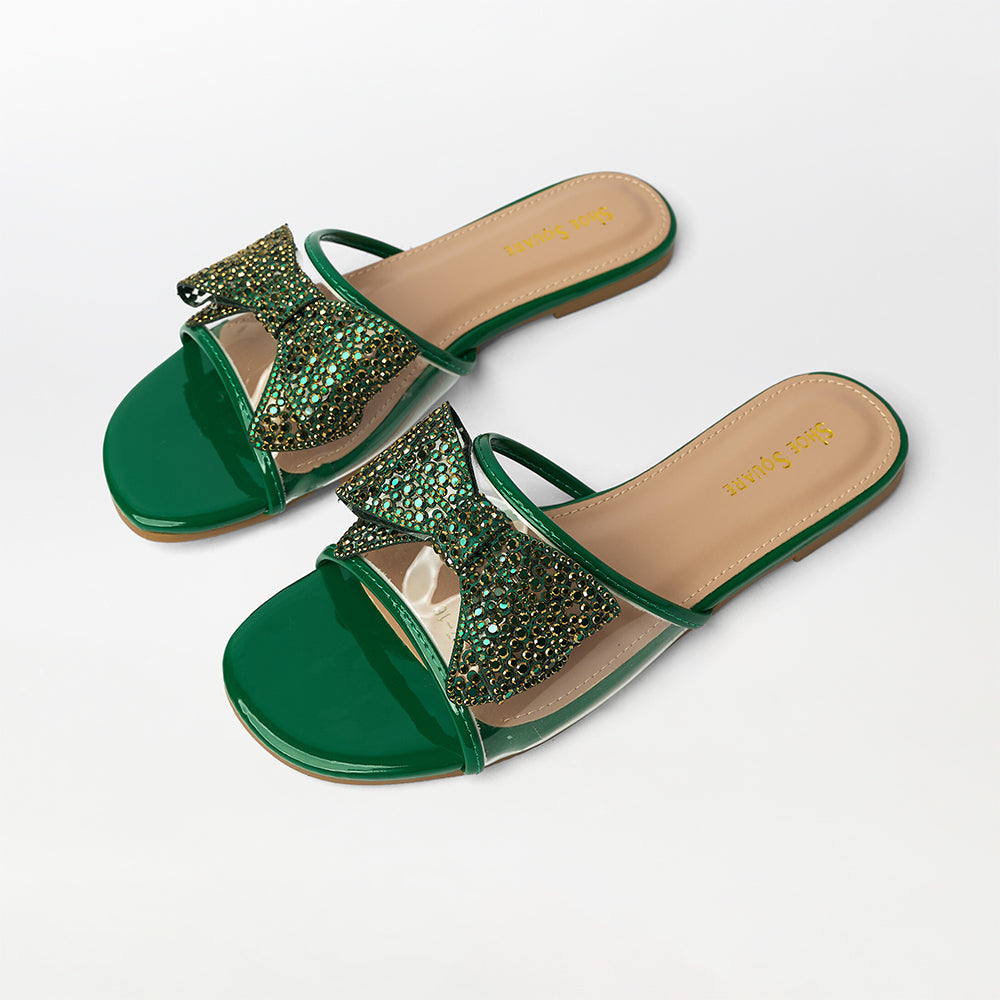 Bow Embellished Flat Slippers - (FS13)
