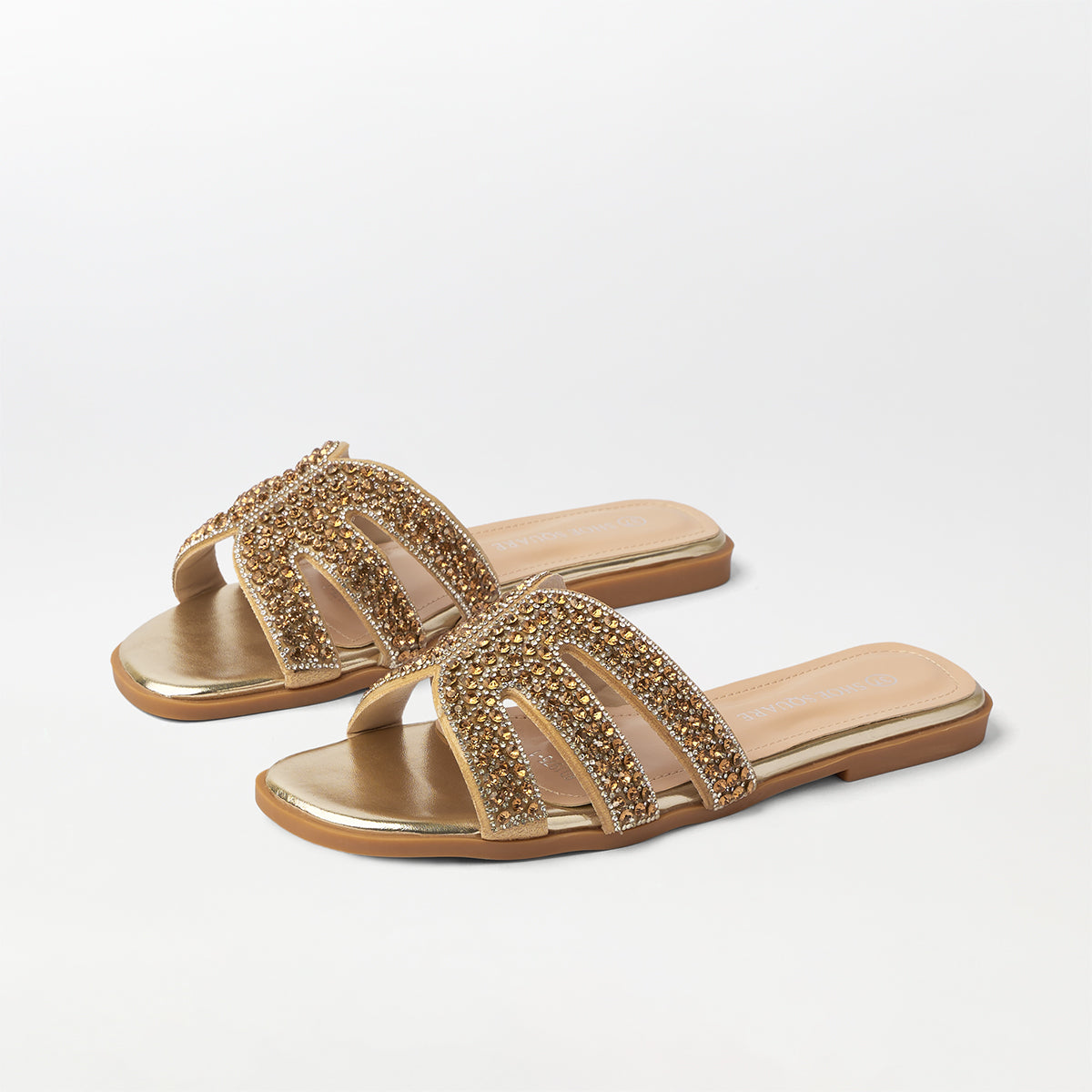 Stone Embellished Flat Slippers - (FS80)