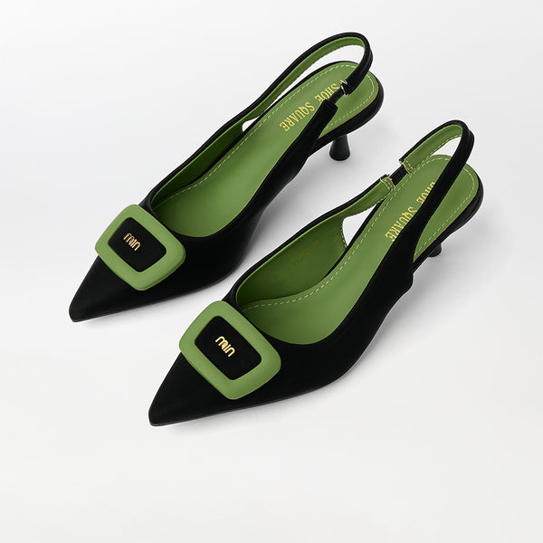 Two-Tone Slingback Heel Sandals (CH175)