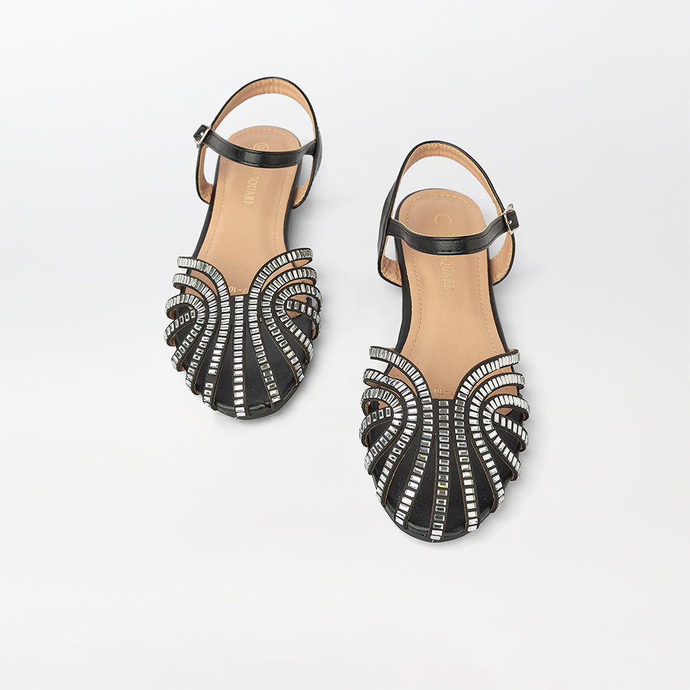 Rhinestone Embellished Cage Sandals - (FS73)