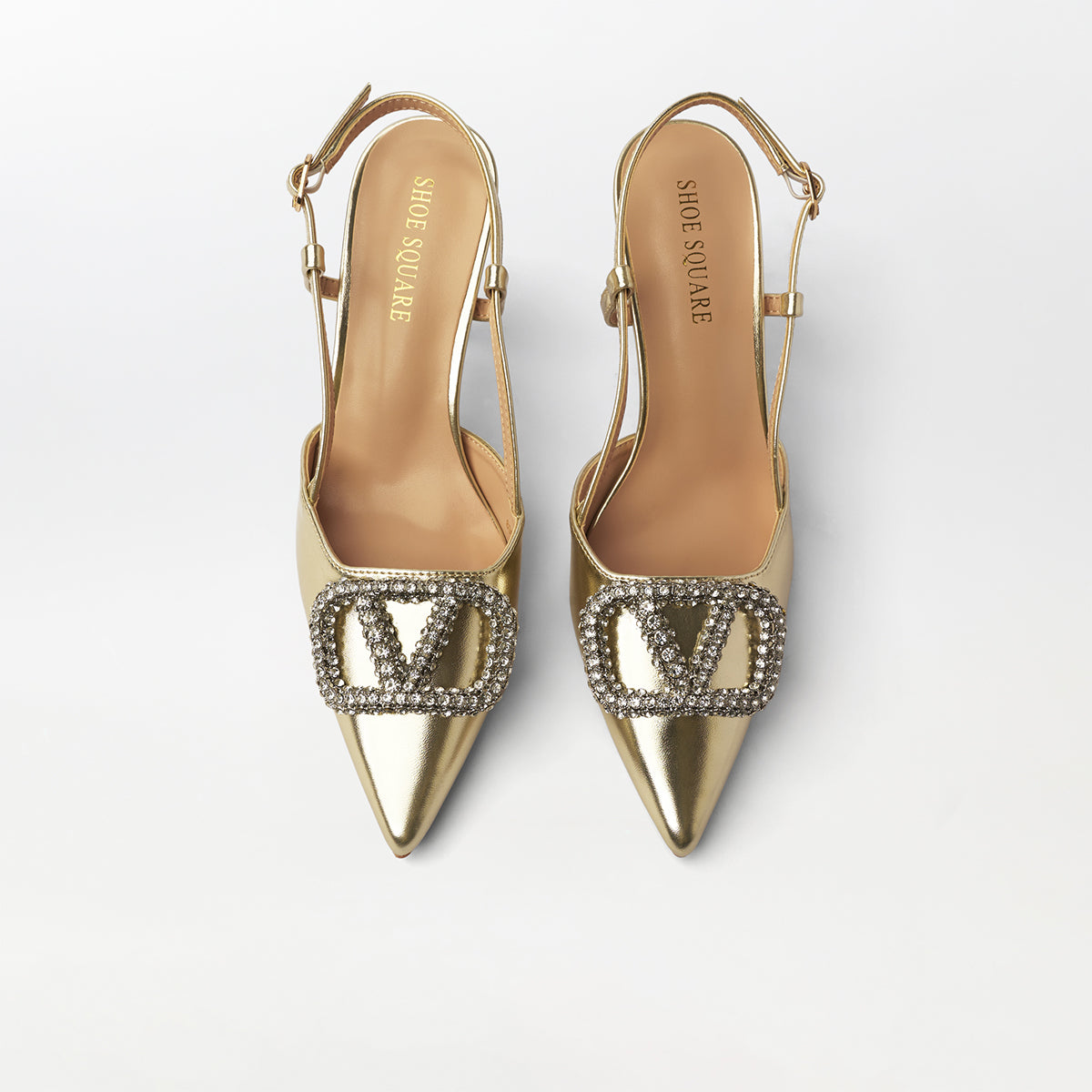 Broach Embellished Metallic Slingback - CH301