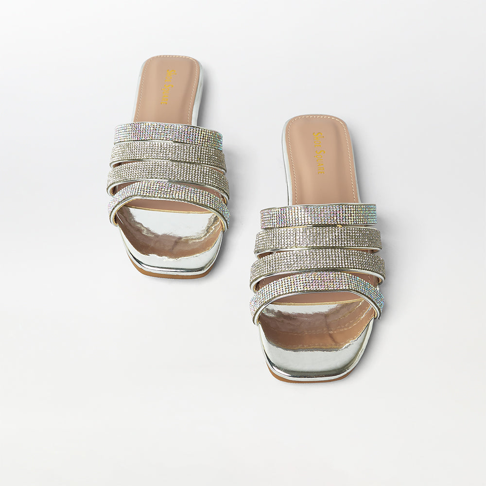 Stones Embellished Flat Slippers - (FS38)