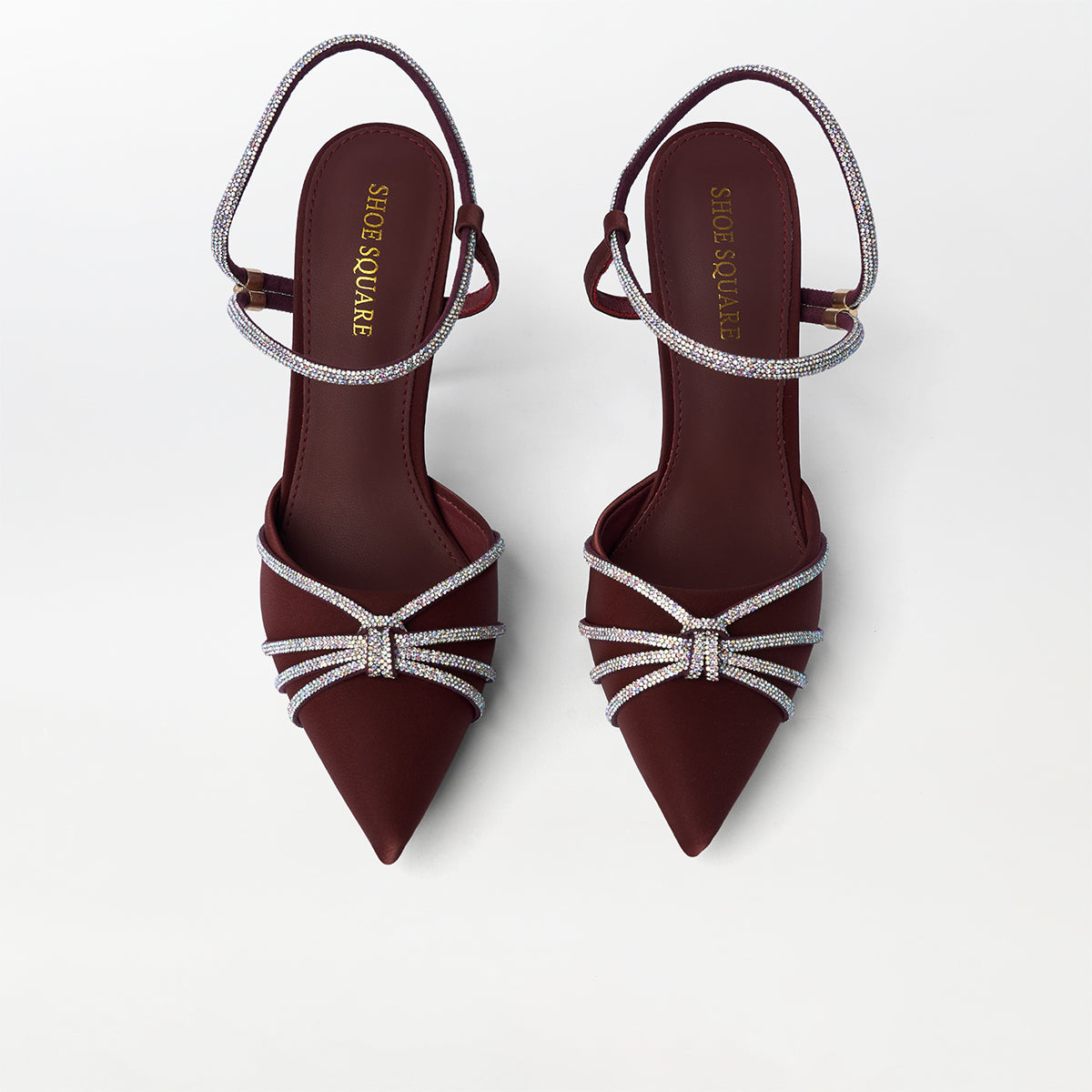 Embellished High Heel Maroon Sandals - (CH281)