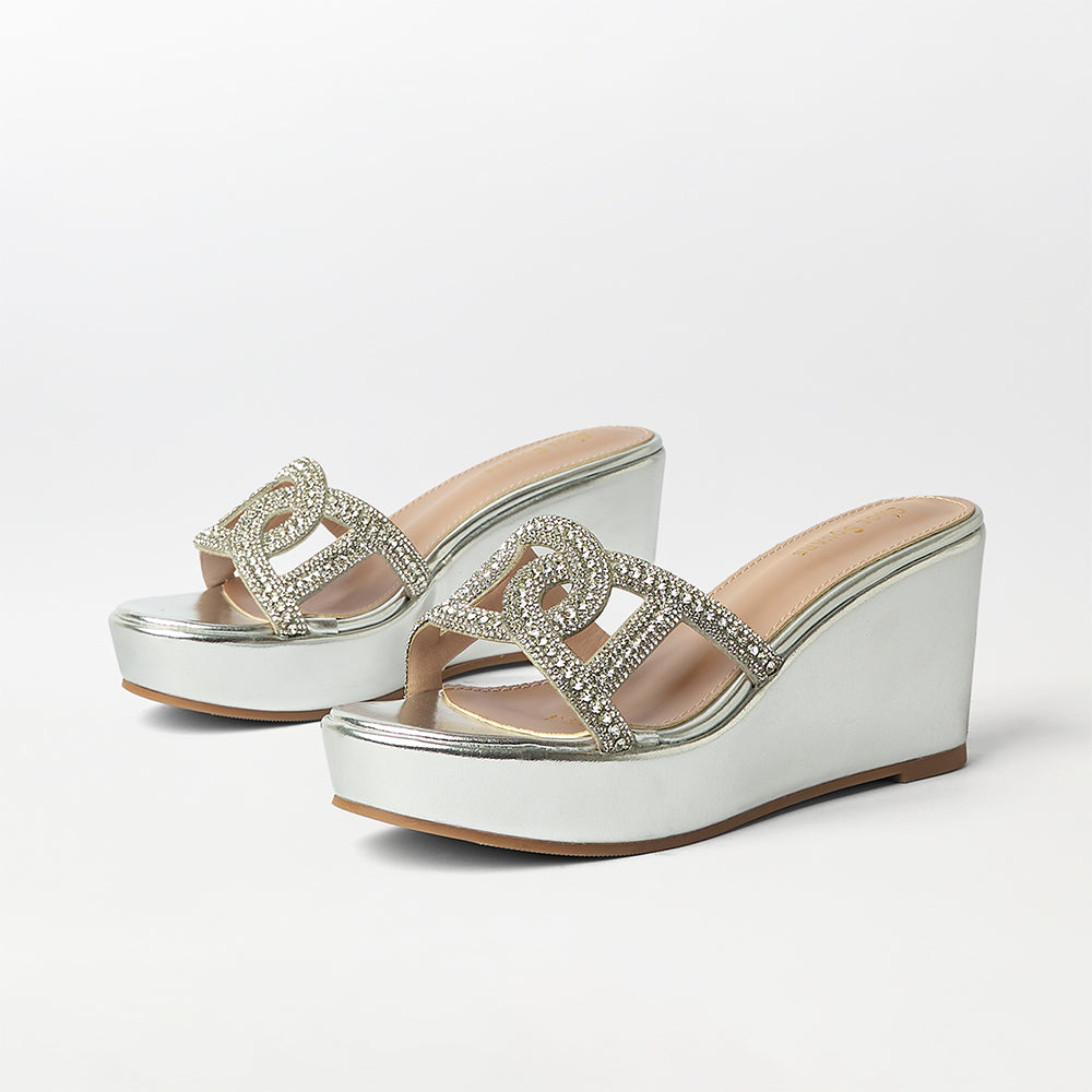 Embellished Cut Work Wedge Heels - (FS33)