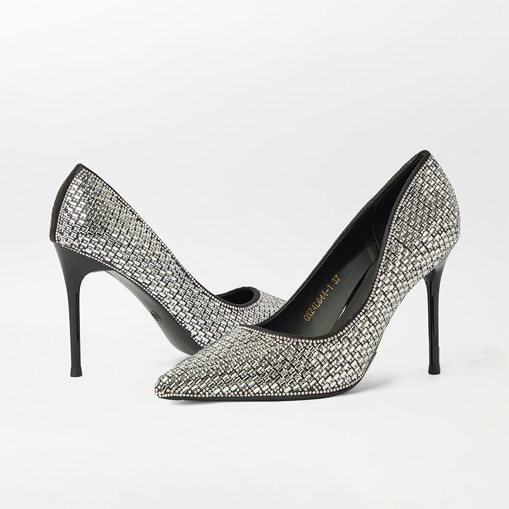 Stones Embellished High Heels Court Shoes - (CH221)