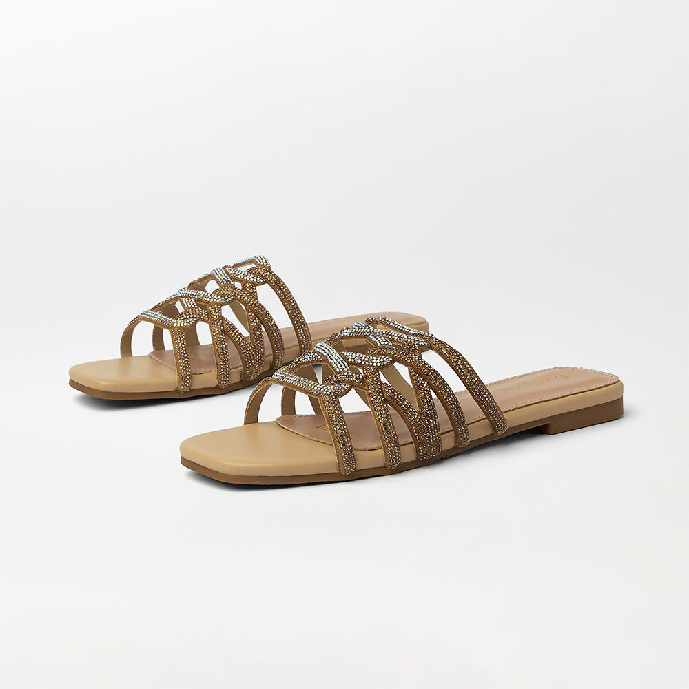 Stones Embellished Flat Slippers - (FS19)