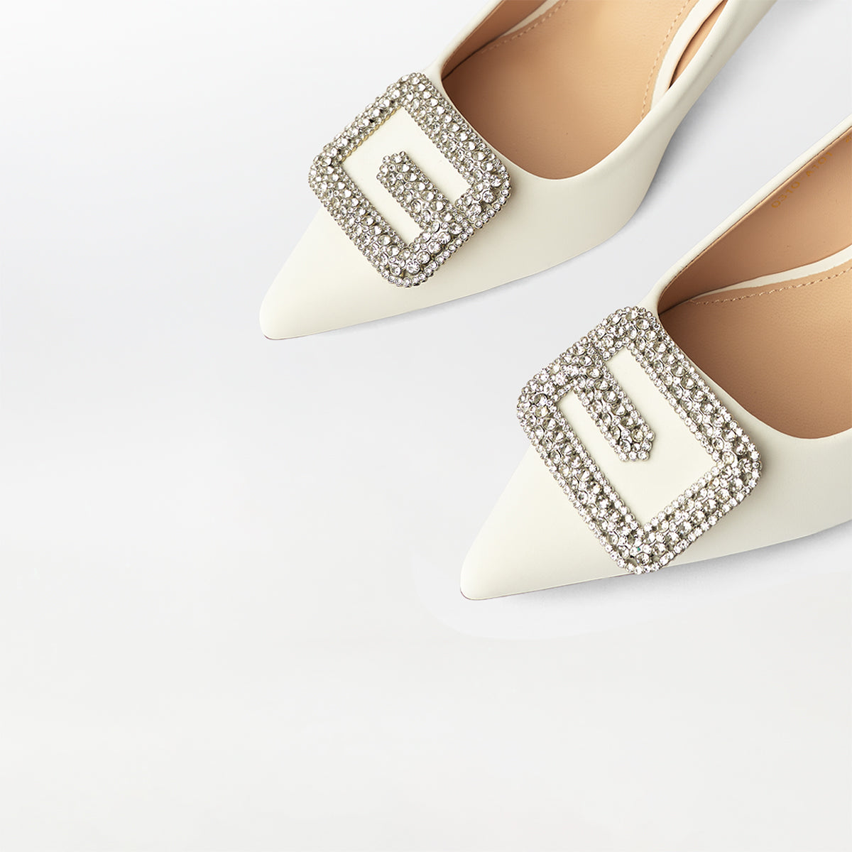 Buckle Embellished Court Shoes White - (CH237)