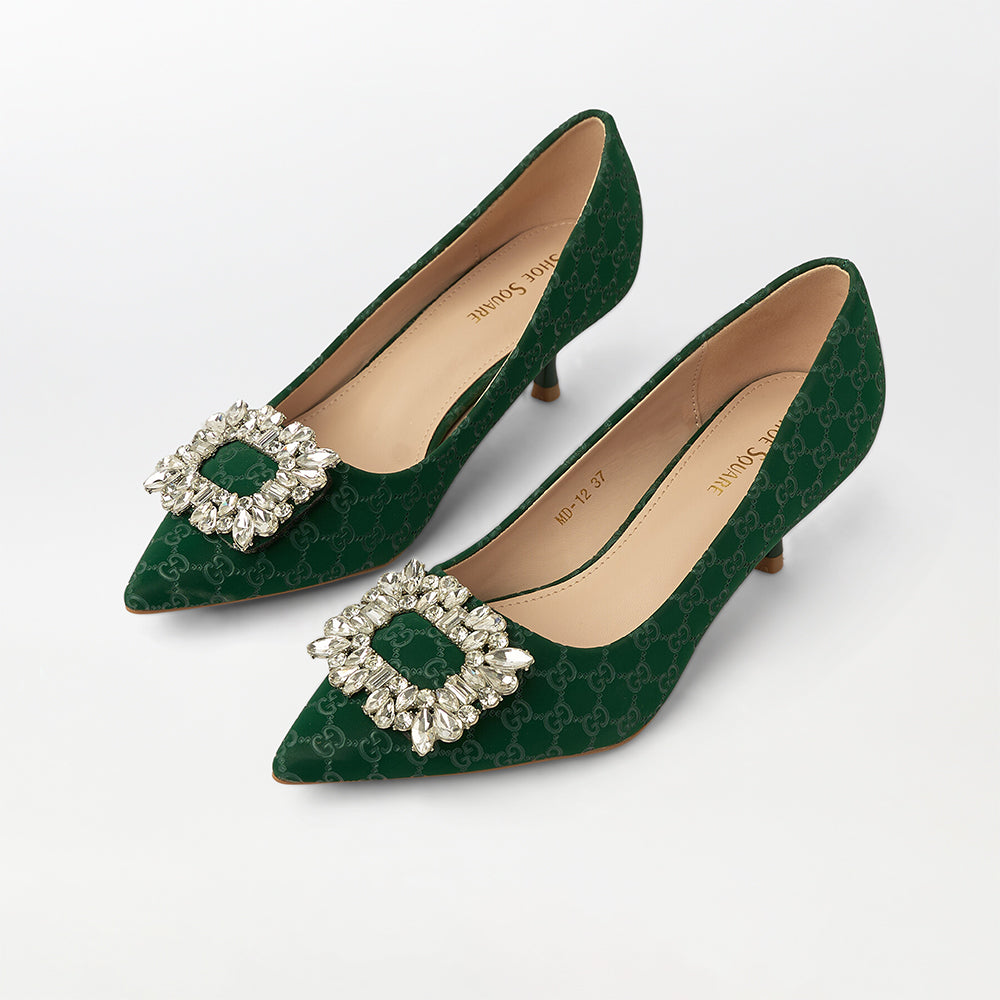Stone Embellished Broach Court Shoes (CH167)