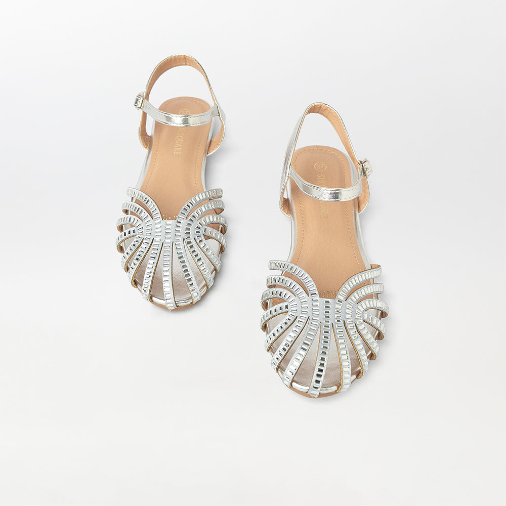 Rhinestone Embellished Cage Sandals - (FS71)